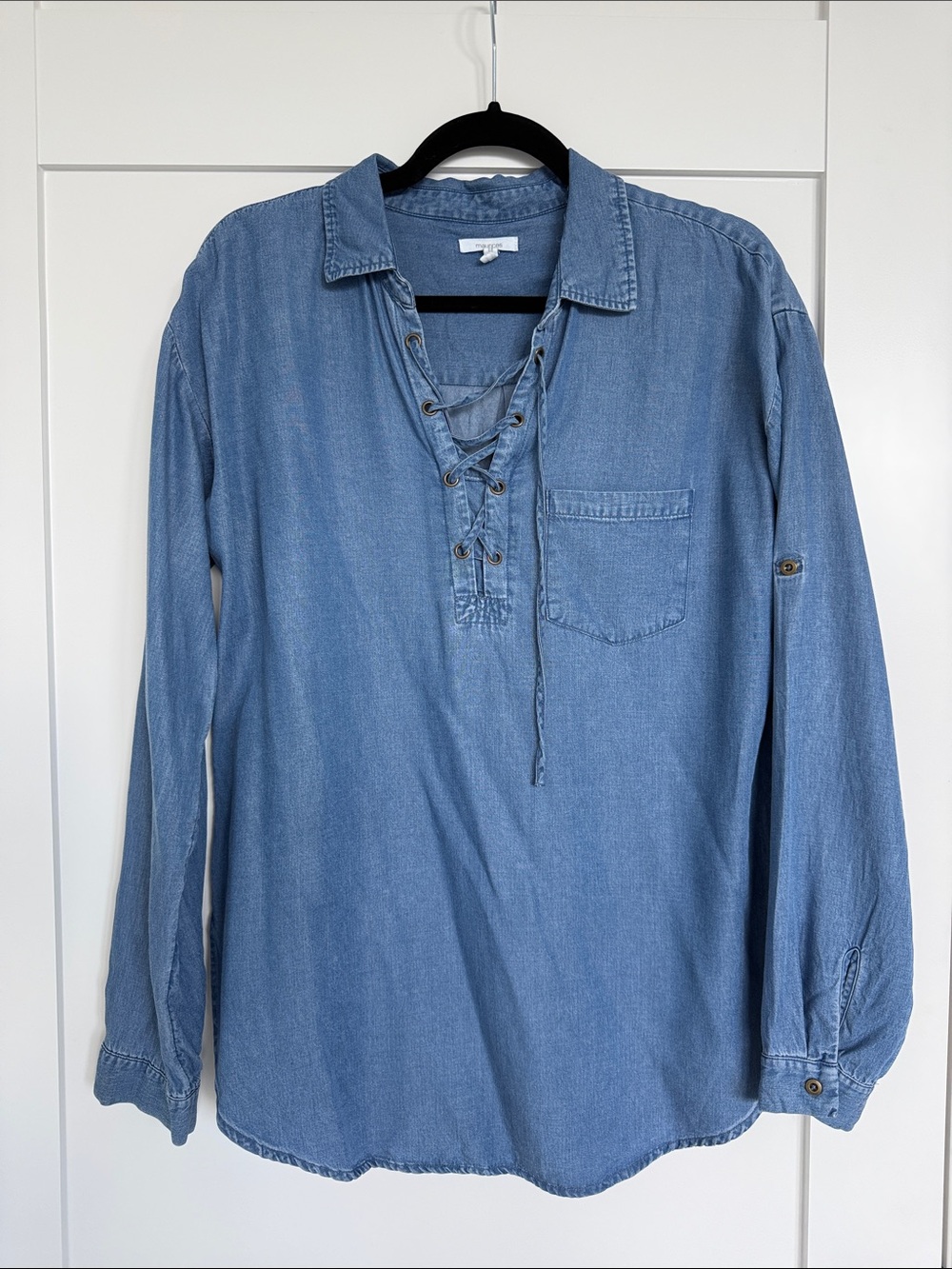Maurices Light Blue Lace-Up Denim Tunic